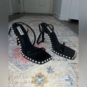 Unique Steve Madden Women's Zelle Heeled Sandal, Black Multi, 8